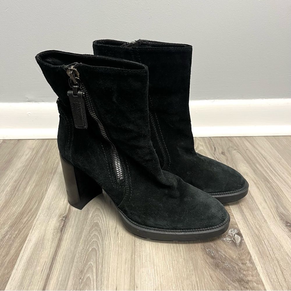 Aquatalia Boots Women’s 10 ILENIA Black Suede Side Zipper 4” Heeled